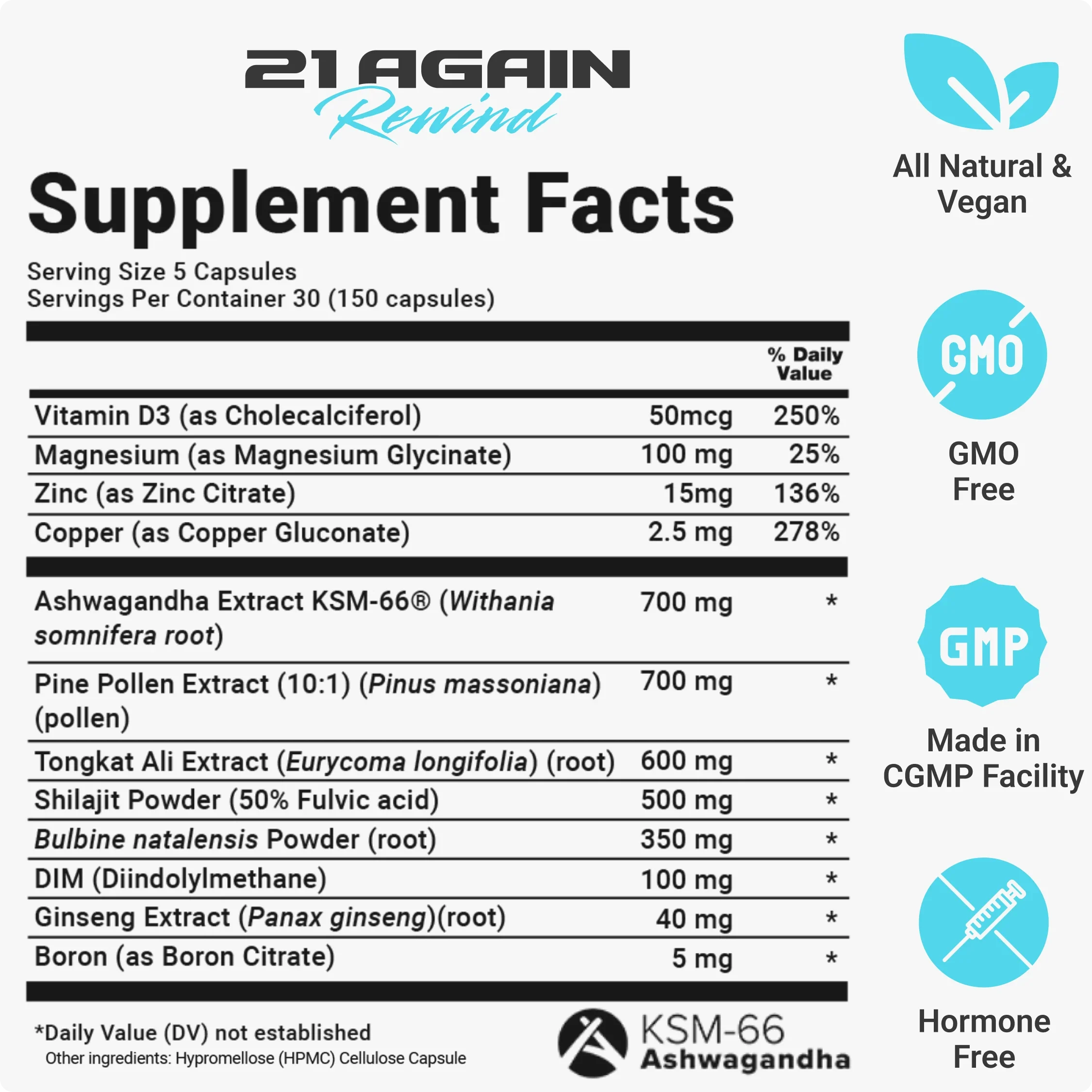 21 Again Rewind Natural Testosterone Booster