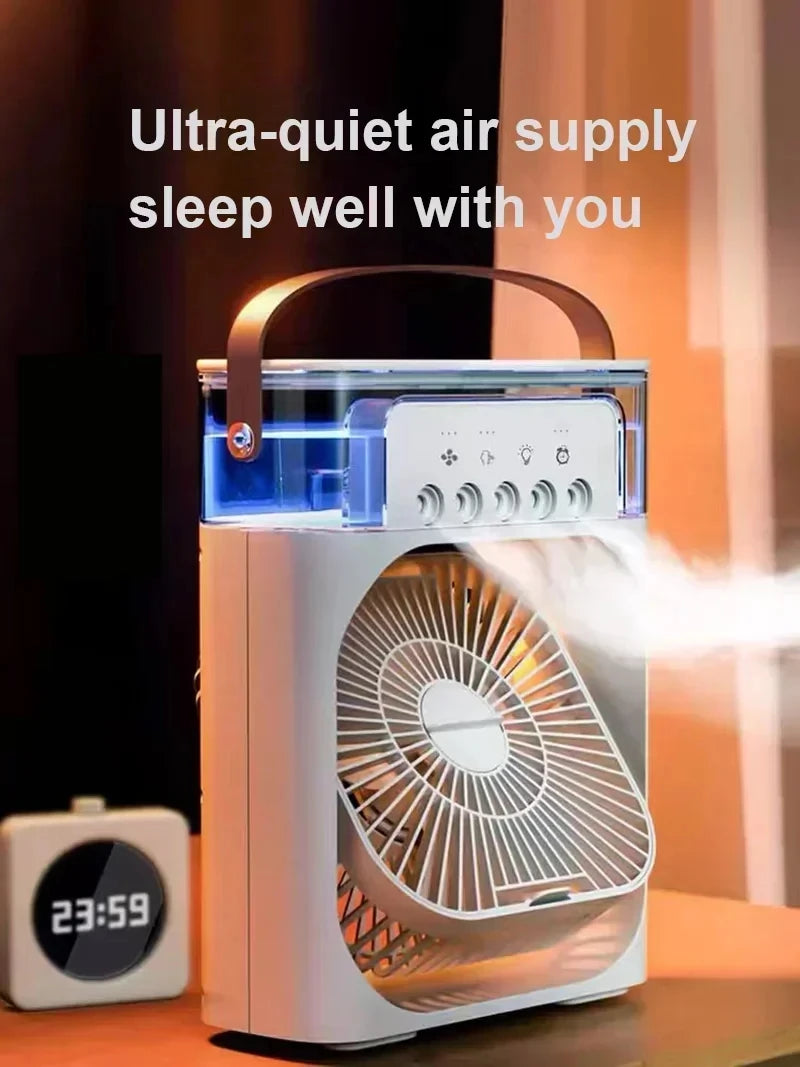 3-in-1 Mini Air Cooler Fan with LED & Humidifier